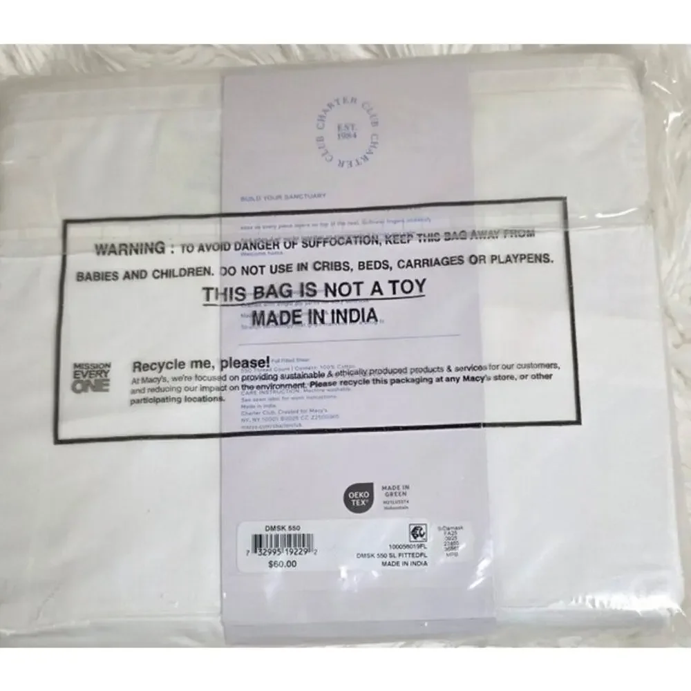 Charter Club Solid 550 Thread Count 100% Cotton 18
